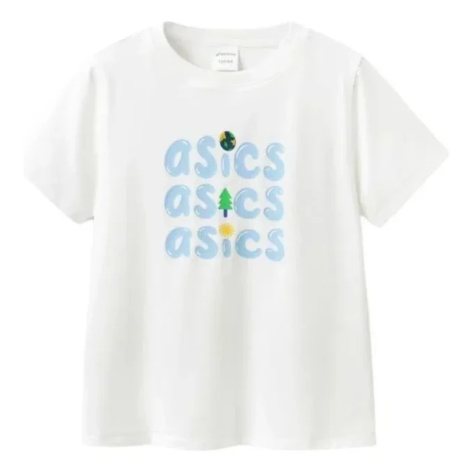 Camiseta con logotipo de tres filas «White Blue»