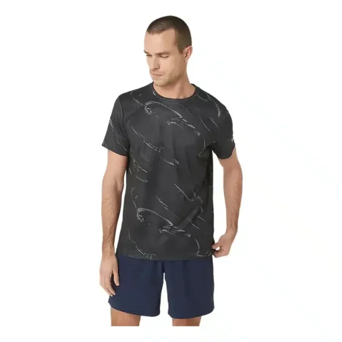 Camiseta de manga corta con estampado de motivo Suminagashi «Graphite Grey»