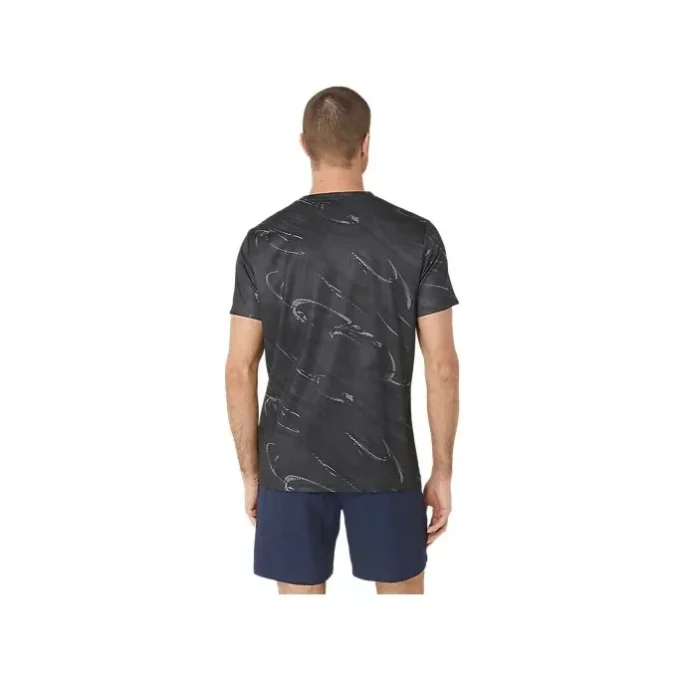 Camiseta de manga corta con estampado de motivo Suminagashi «Graphite Grey»