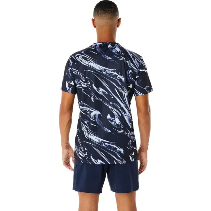 Camiseta de manga corta con estampado de motivos Suminagashi «Midnight»