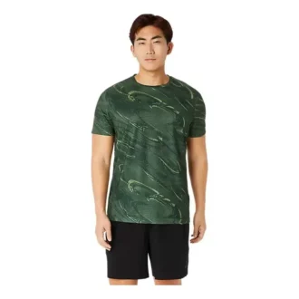 Camiseta de manga corta con estampado de motivos Suminagashi «Serpentine Green»