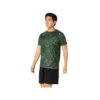 Camiseta de manga corta con estampado de motivos Suminagashi «Serpentine Green»