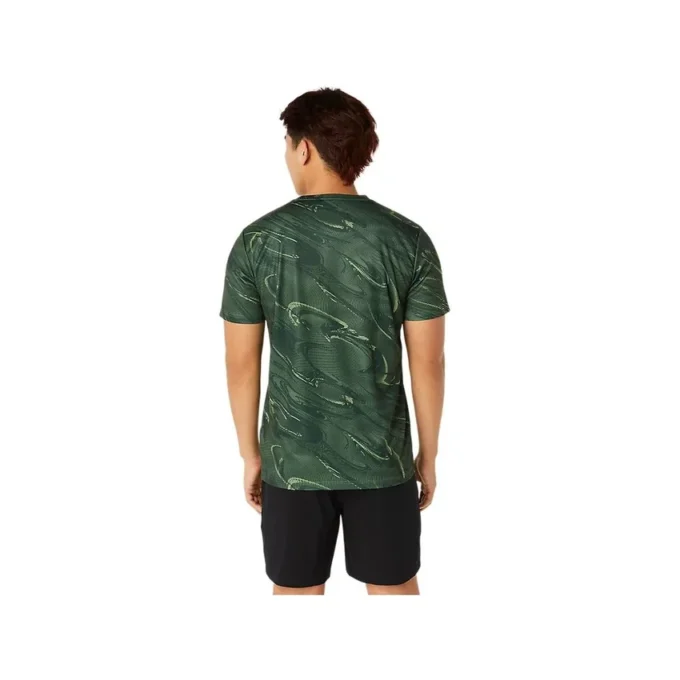 Camiseta de manga corta con estampado de motivos Suminagashi «Serpentine Green»