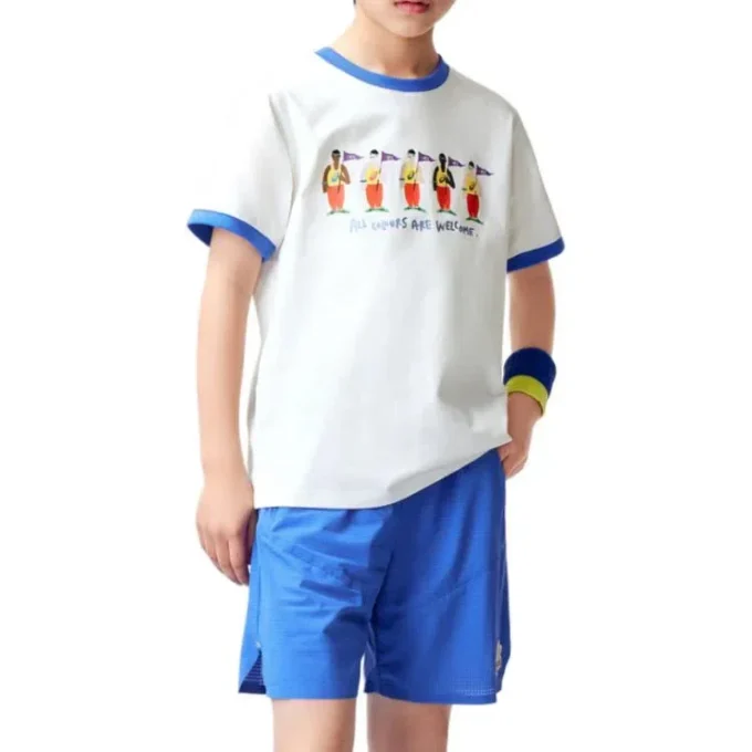 Camiseta informal estampada «White Blue»