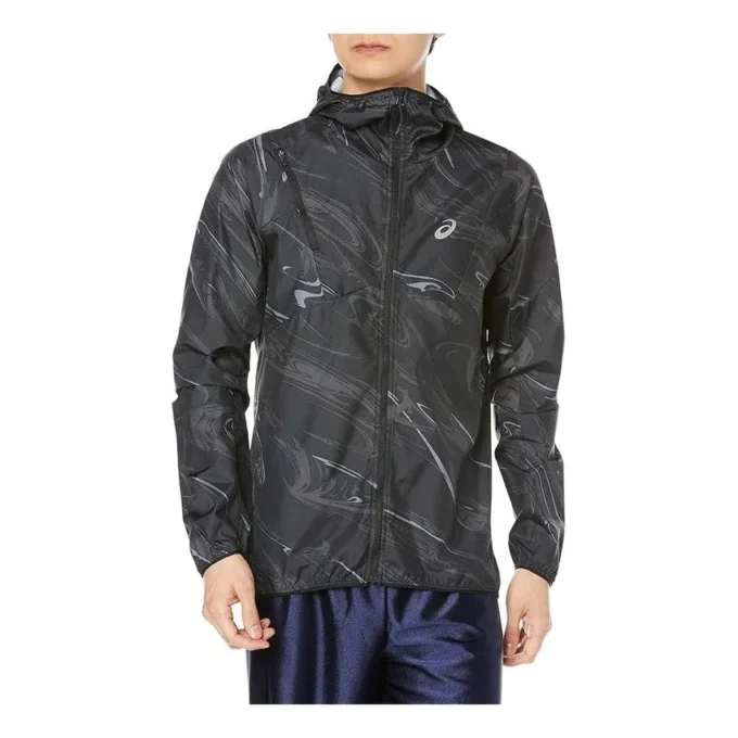 Chaqueta tejida con estampado para correr «Negro»