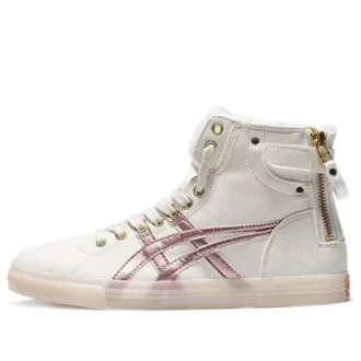 Zapatos de baloncesto altos retro de felpa Double Clutch, color blanco leche/dorado